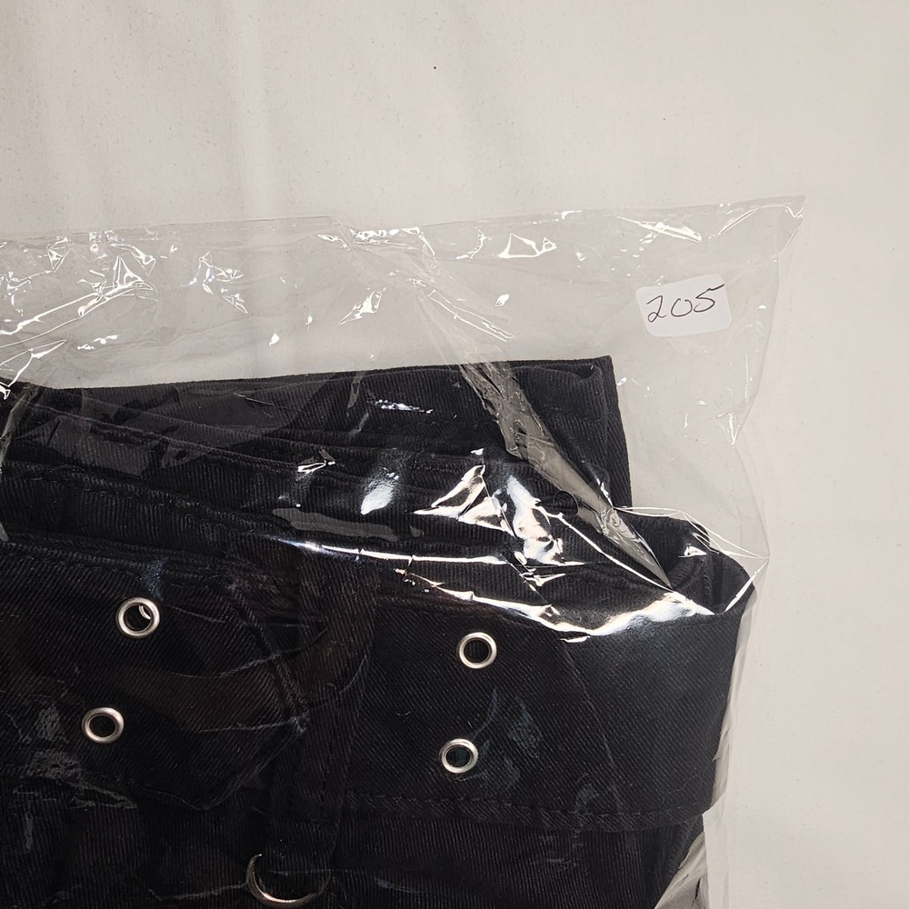 Adika Black Denim Mini Skirt Wide Grommet Belt Silver Hardware Womens XS NWOT - Picture 6 of 6